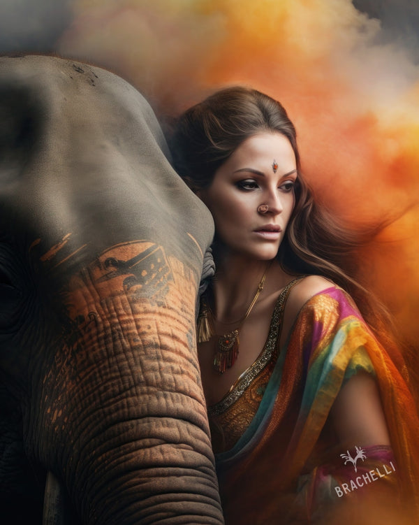 Beautiful Woman with Cloud Elephant Harmony