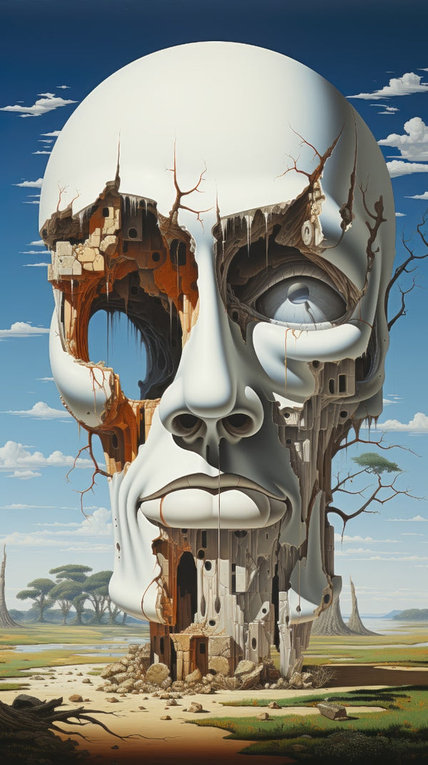 Surrealistische weergave van Moai Mystique