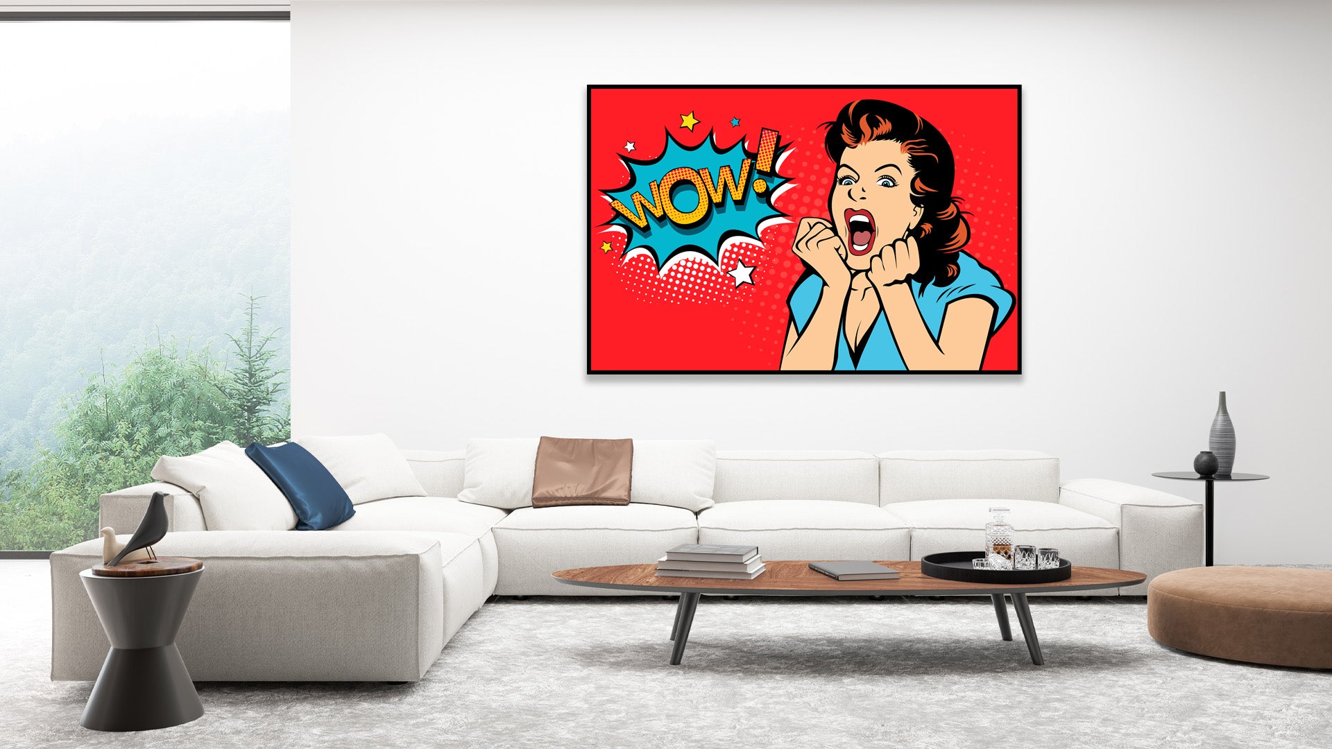 Pop Art Sexy surprised  woman with wide open eyes.
