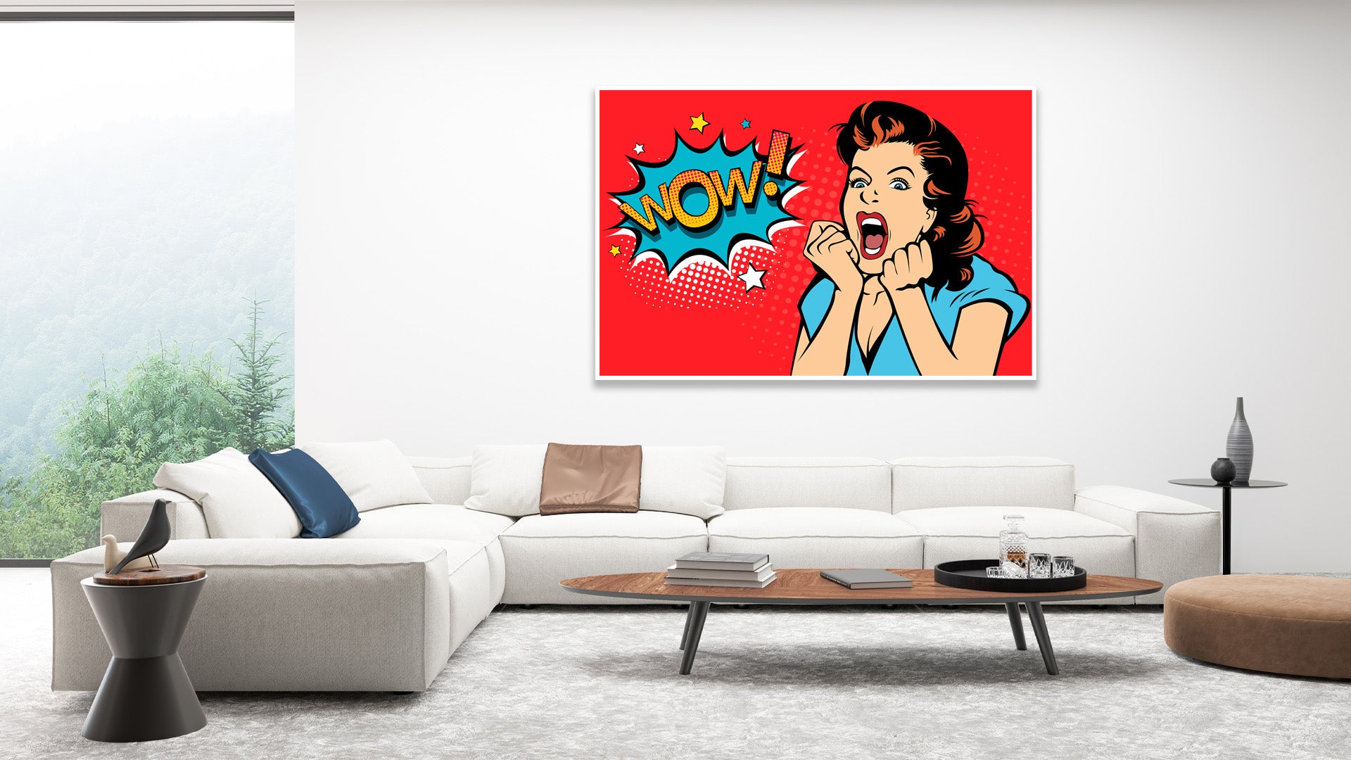 Pop Art Sexy surprised  woman with wide open eyes.
