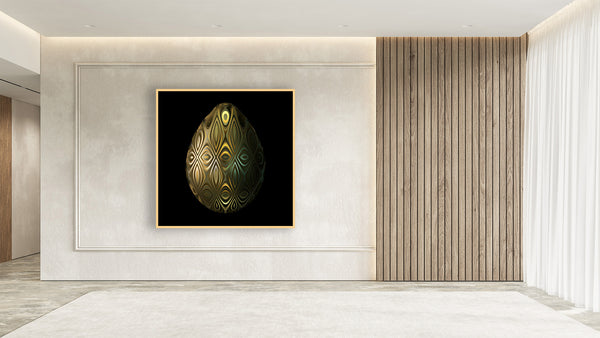 Pysanka Carved Golden Egg - Golden Tapestry