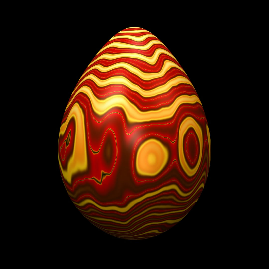 Pysanka Layered Red and Yellow Egg - Crimson Veil