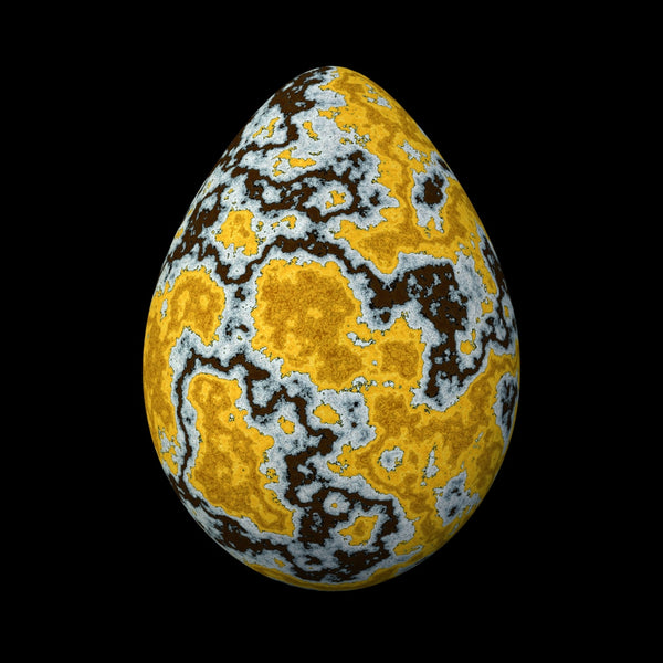 Pysanka Egg with Yellow Lichen - Mossy Caress