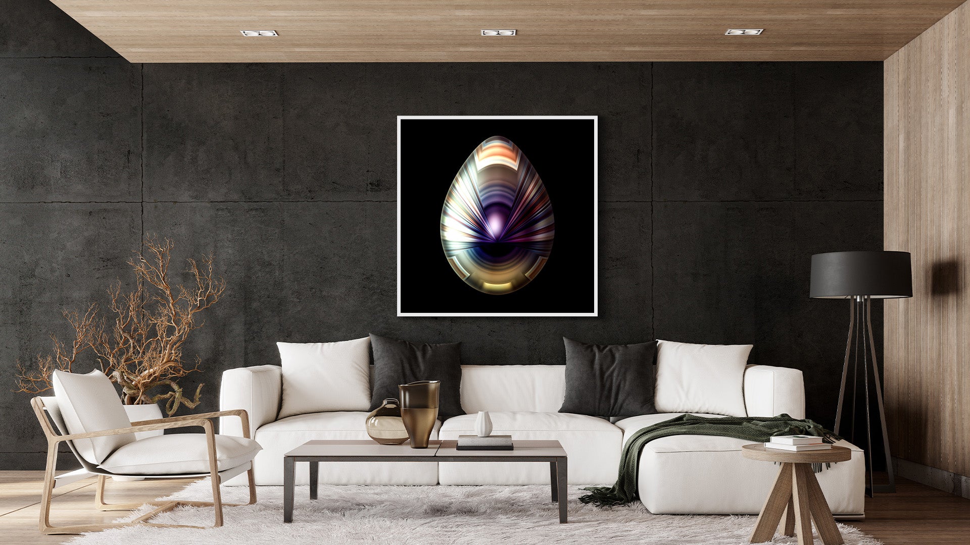 Pysanka Egg with Pearlescent Cloak - Moonlit Shroud