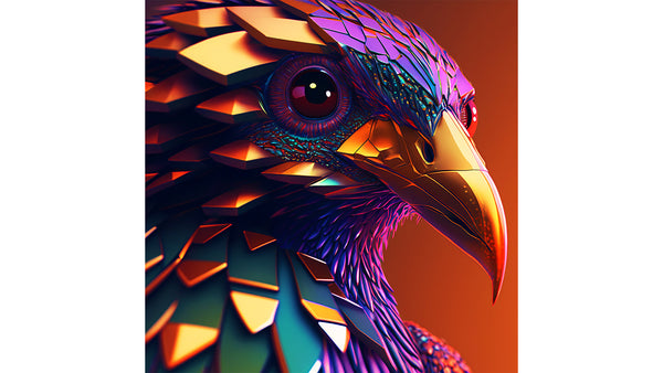 Illustration composite 3D d'oiseau stylisé - Aigle croissant