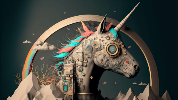 Abstract unicorn steampunk