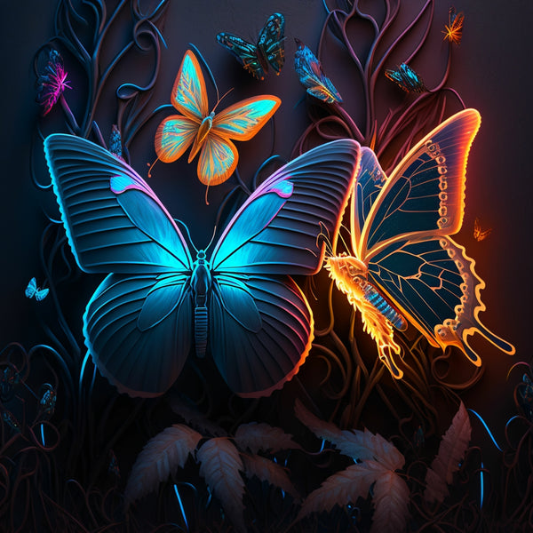 Beauté éthérée d'un papillon Art mural néon