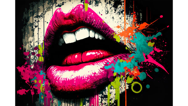 Abstract schilderij van de lippen van een vrouw - Whispered Kisses