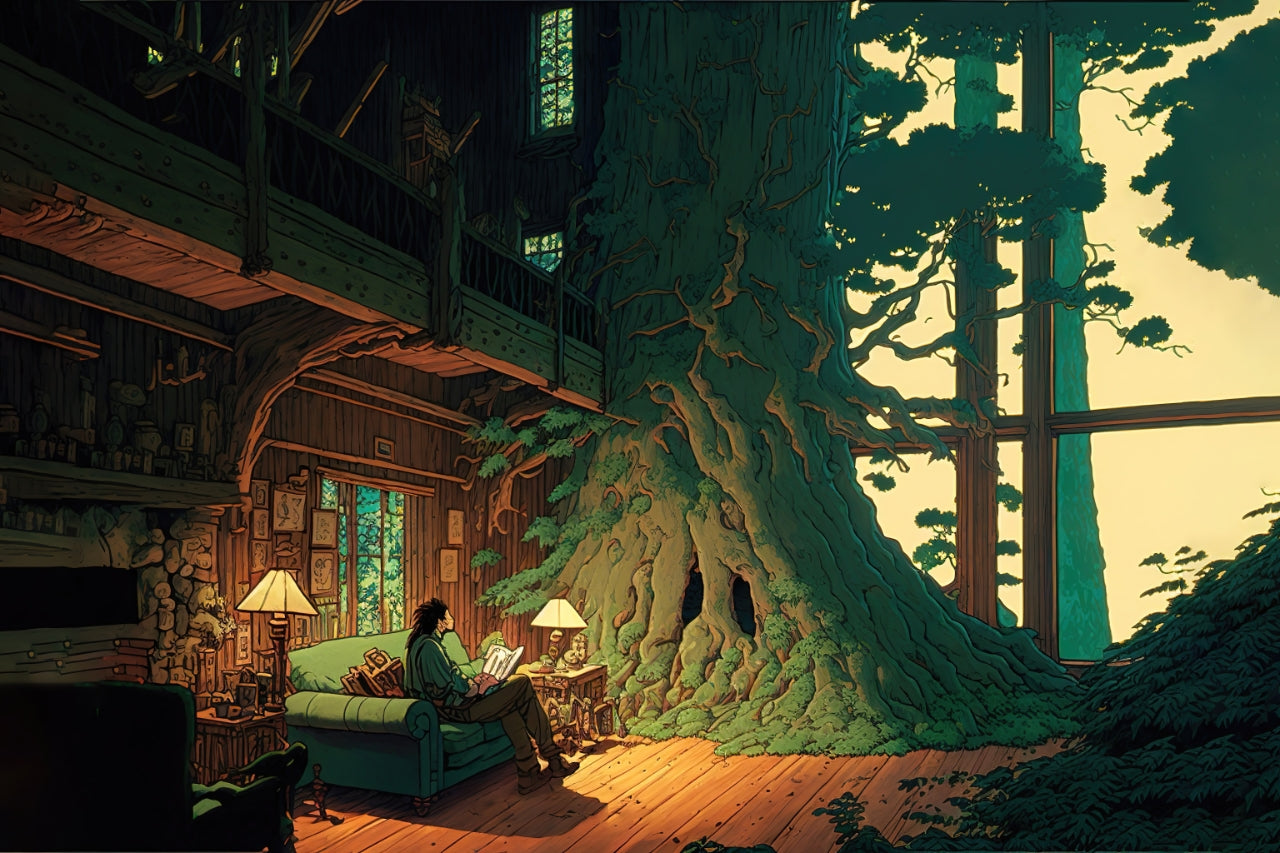 Huis in het bos Illustratie - Whispering Pines