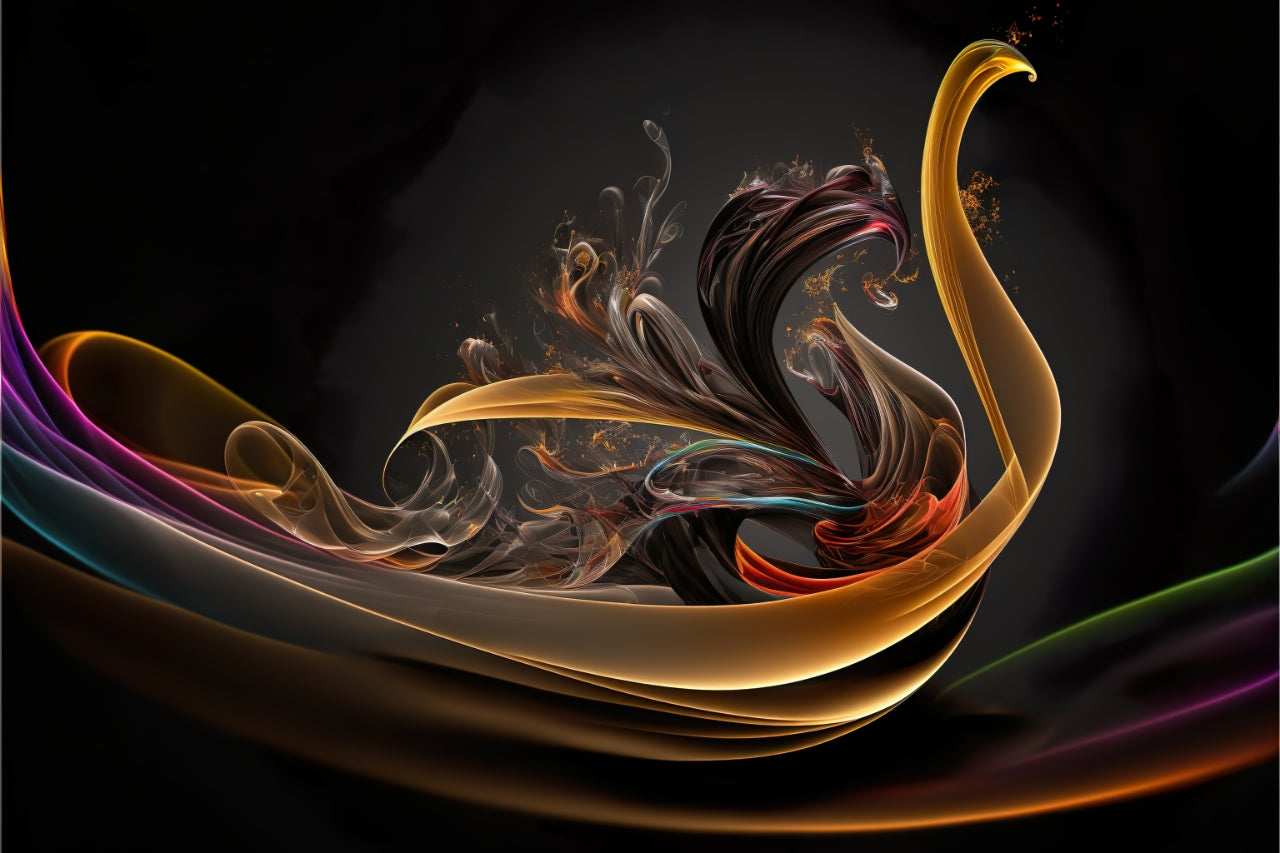 Dynamische wervelwind abstracte kleurrijke rook kunst aan de muur 