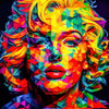 Portret van vrouw Neon wall art- Lappendeken Mozaïek