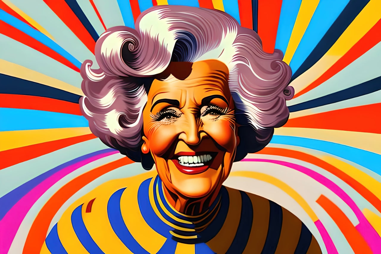 Pop Art Beauty and Wisdom of Elderly Woman - Grace in Technicolor